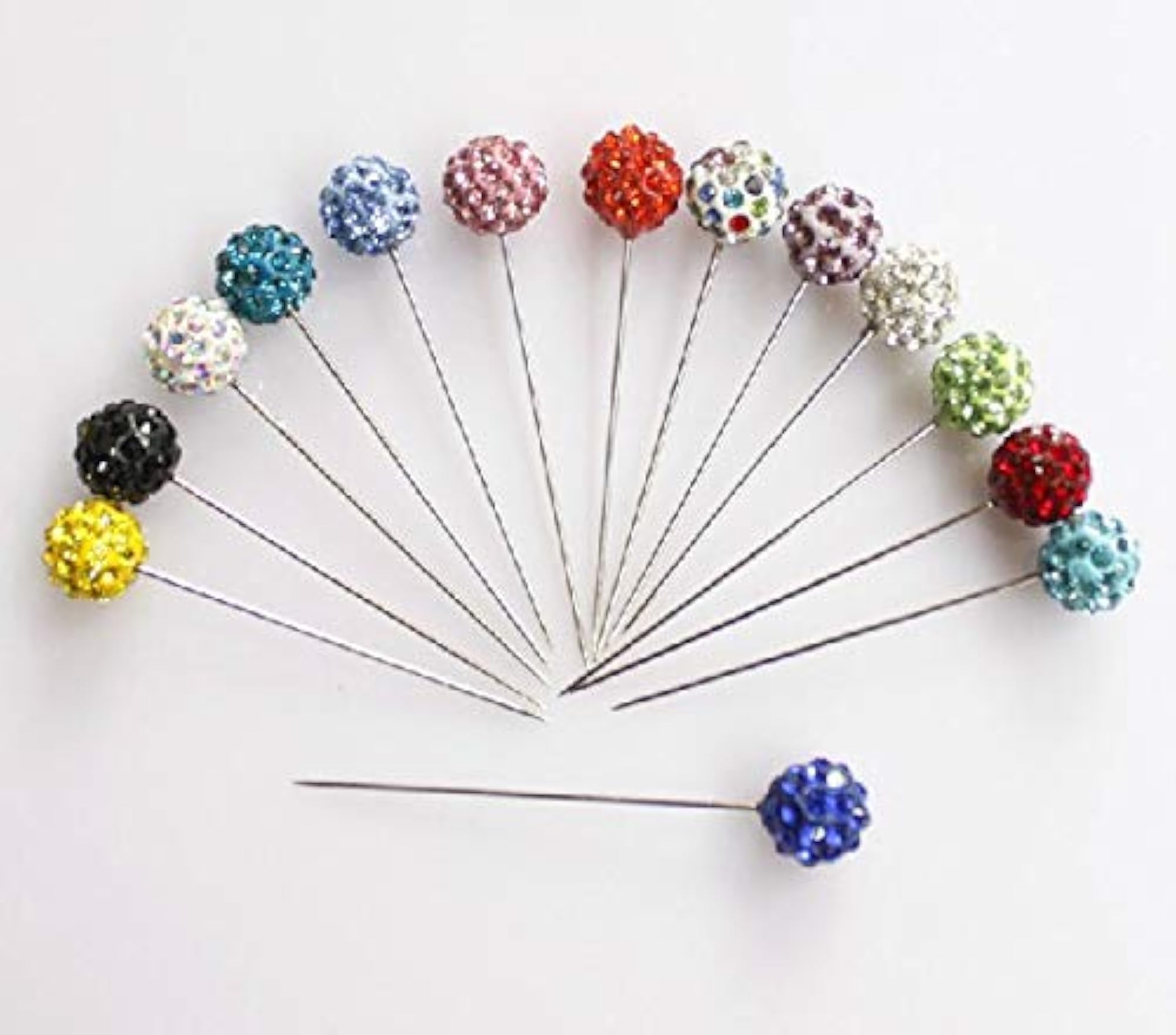 24pc Round Shape Faux Pearl Diamond Studded Brooch Set