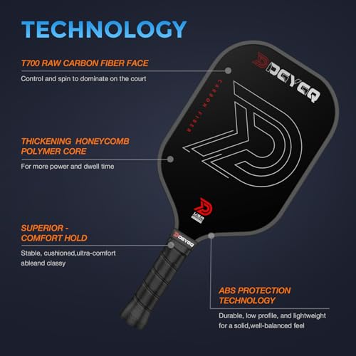 Image of DGYGQ Pickleball Paddles with Polypropylene Honeycomb Core, T700SC Power Carbon Fiber Pickleball Paddle, Increased Power for Ultimate Spin & Consistency