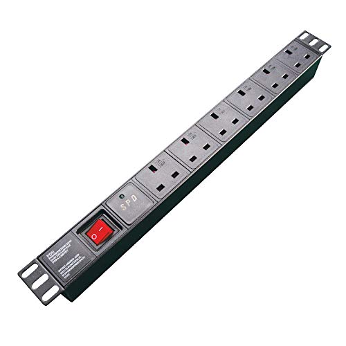 Groupgear 3M 6 Way Surge Protected Horizontal Rack Mount Power Extensi - 3