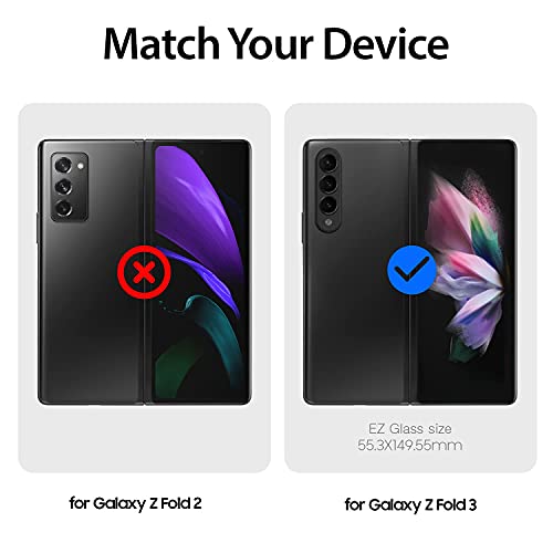Whitestone 2Pack Ez Glass Screen Protector For Galaxy Z Fold 3 2021, Full Coverage Tempered Glass Shield [Easy Install] - Two Pack #TOP1