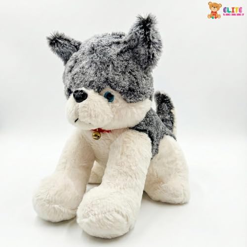 Image of ELITE CREATIONS Husky Dog Soft Toy 35 cm | Cute Husky Plush Stuffed Animal | Soft Cuddly Dog Toy for Kids Boys Girls | Birthday Gift Baby Toy Room Decor