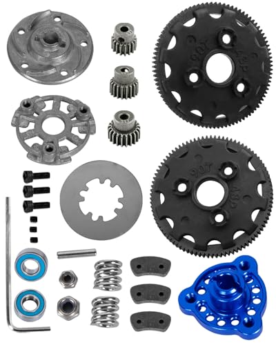 90T 48P Spur Gear with 17T 19T 21T Pinions Gear & Slipper Clutch Upgrades Part for 1/10 Slash Rustler Stampede Bandit 2WD VXL,90T Spur Gear,Navy Blue