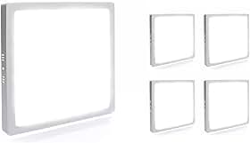 Kit 5 Luminária Plafon Led De Sobrepor 18w Quadrada Branco Frio 6000K