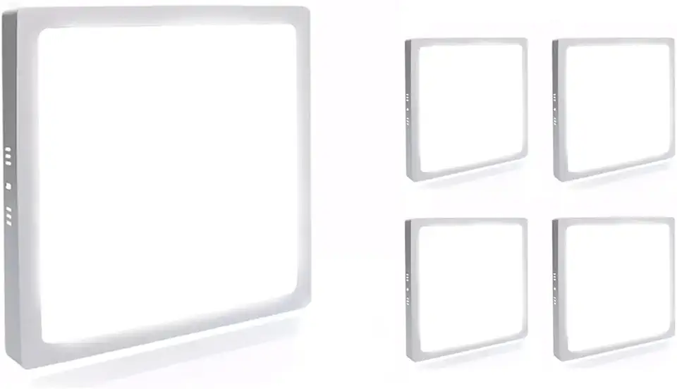 Kit 5 Luminária Plafon Led De Sobrepor 18w Quadrada Branco Frio 6000K