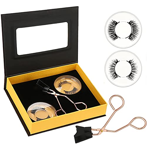 Magnetic Eyelashes Applicator Tool Kit，Glue-free Magnetic Eyelash Clip，Dual Magnetic Eyelashes Without Eyeliner No Glue Needed，Natural 3D False Lashes，2 Pairs Magnetic False Eyelashes Set