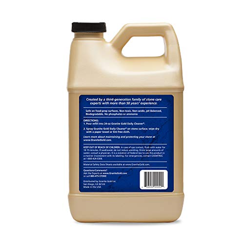 Granite Gold Daily Cleaner Refill Streak-Free Cleaning For Granite, Marble, Travertine, Quartz, Natural Stone Countertops, And Floors, 64 Fluid Ounces, 1-Pack #TOP1