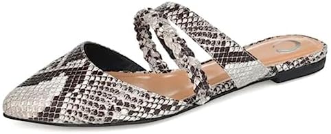 Journee Collection Womens Olivea Mule with Braided Strap Detail and Pointed Toe, Snake, 10