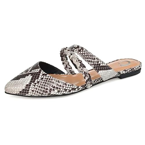 Journee Collection Womens Olivea Mule With Braided Strap Detail And Pointed Toe, Snake, 10 #TOP2