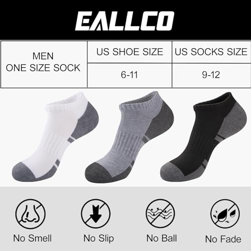 eallco 12 Pairs Mens Ankle Socks Running Athletic Low Cut Socks Breathable Cushioned Casual Socks2