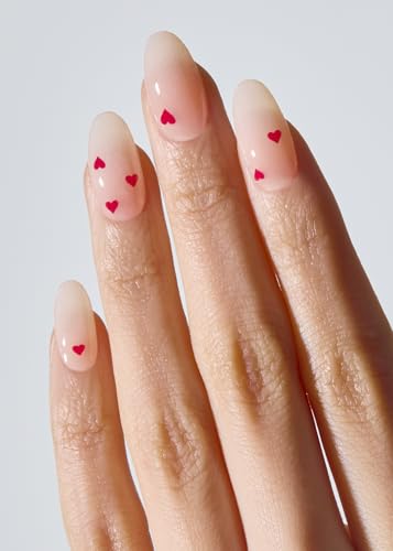 Image of ohora Semi Cured Gel Nail Strips (N Mini Heart) - Salon-Quality Valentines Nails, Works with Any Lamps, Long Lasting, Easy to Apply & Remove, Chip Resistant