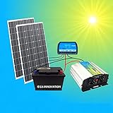 Système solaire complet 200 W 220 V TÜV Batterie 100 Ah sans entretien 2 x 100 W Panneau solaire haute performance 1000 W