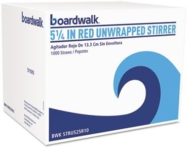 Unwrapped Single-Tube Stir-Straws, 5 1/4", Red, 1000/Pack