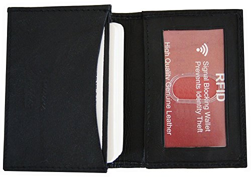 RFID Blocking Mens LeatherExpandable Business Card Case Wallet Bifold Credit Card Black FreeOrganza