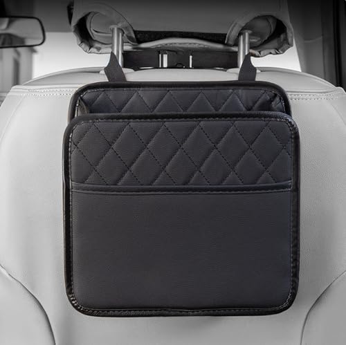 GTDYHJMK Car Seat Back Organizer for BMW 318d 320i 320d 330d 320e 330e 330i, Leather Backseat Storage Pockets,Water Resistant Multifunctional Cup Holders/Trash Box,Auto Travel Accessories