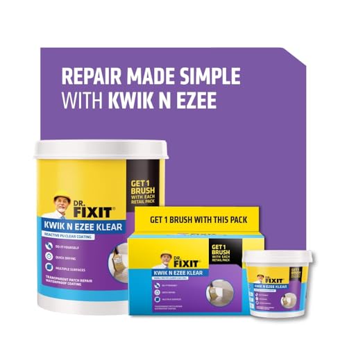 Image of Dr. Fixit Kwik N Ezee Klear | 250gm with Brush | DIY PU Based Transparent Waterproofing Solution for Cracks in Roof, Walls, Floor, Tile