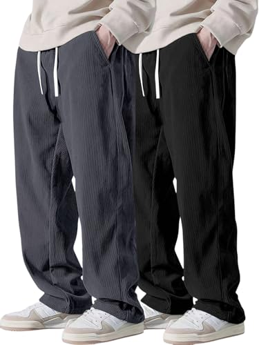 Image of Pinkmint Men's Poly-Lycra Loose Fit Trousers, Korean-Style Casual Pants with Side Pockets, Comfortable Travel (Available in Plus Sizes)