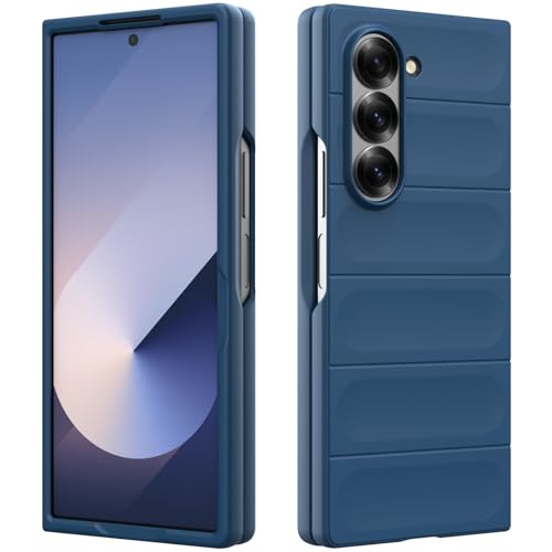 Silicone Case for Samsung Galaxy Z Fold 6 Silky-Soft Touch Cover Anti-Scratch Phone Case with Microfiber Lining Shockproof Full Body Protective Case with Camera Protection (Dark Blue)