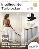 Geuther Türschutzgitter Easylock Flatstep Schwarz I Treppenschutzgitter zum Klemmen oder Bohren I Breite 69-76 cm I Türschutz für Ihr Baby & Haustier I Kinderschutzgitter beidseitig öffnend