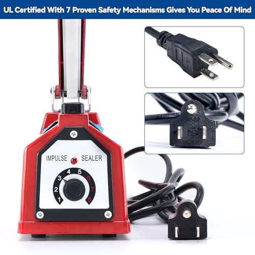 Image of Sealer Pro, 12-inch Super Impulse Heat Bag Sealer, 7-mm Sealing System with Patent for Never Burn Out, Antioxidant Aluminium Shield, Copper Transformer, Built-in Fuse Safety System, Red