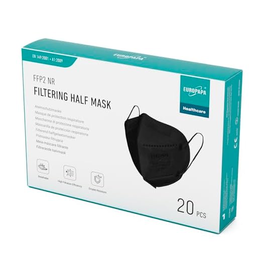 EUROPAPA® 20x FFP2 Schwarz Maske 5-Lagen Mundschutzmaske CE Stelle zertifiziert Atemschutzmasken hygienische Einzelverpackung EU 2016/425