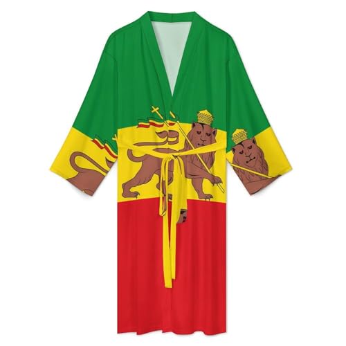 Albornoz de león rastafari de longitud media con diseño suave de playa 3