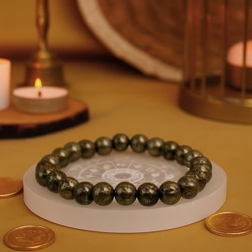 Image of Astrotalk Raw Pyrite Bracelet with Selenite Plate | Stone of Wealth, Abundance & Protection | Pyrite Stone for Wealth, Prosperity & Good Luck | Crystal Bracelet for Man & Woman | Gift for Man & Woman