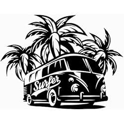 Artstickers 2 Unidades Pegatina Furgoneta Camper Pegatina Furgoneta Surfer, Pegatina Caravana, Pegatina Autocaravana. (Negro, 18 x 11cm)