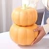 Large Pumpkin Bowls 2 Set Plastic Pumpkin Candy Dish Jar with Lid Thanksgiving Decor Pumpkin Dish with Cover Pumpkin Serving Tray Fall Decorative Food Snacks Storage Container for Sugar Cookie