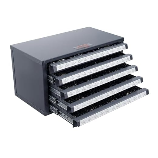 VEVOR Drill Bit Dispenser Cabinet, Five-Drawer Drill Bit Dispenser, 60-Compartment Drill Bit Organizer Cabinet, Drill Dispenser Organizer Cabinet Holder for Jobber Length Wire Gauge Sizes #1 to #60