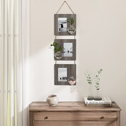 Mazjoaru 4X6 Picture Frames 3-Opening Hanging Photo Frame Wood Grain Rustic Farmhouse Photo Frames, Wall Display Diy Home Decor, For Family Wedding Friends Couple #TOP1