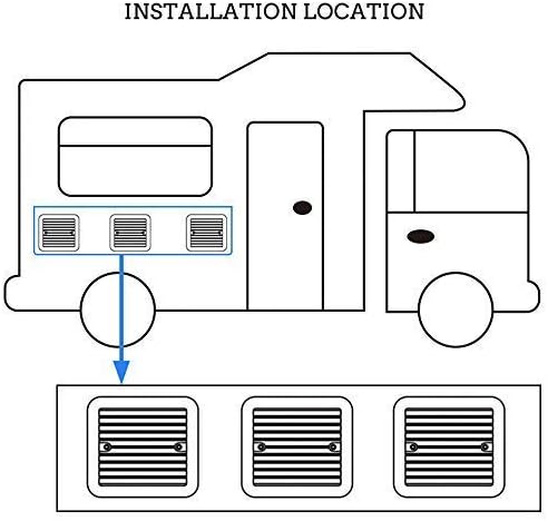 Diagram showing typical installation locations for the exhaust fan on an RV