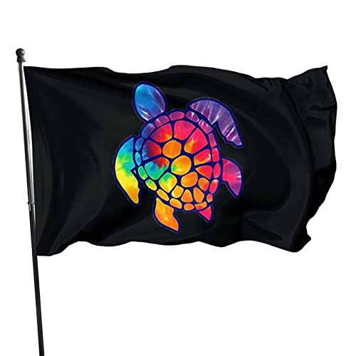 HELIDOUD Tie Dye Sea Turtle Outdoor Decorative Yard Flag Home Garden Flag 3 X 5 Ft