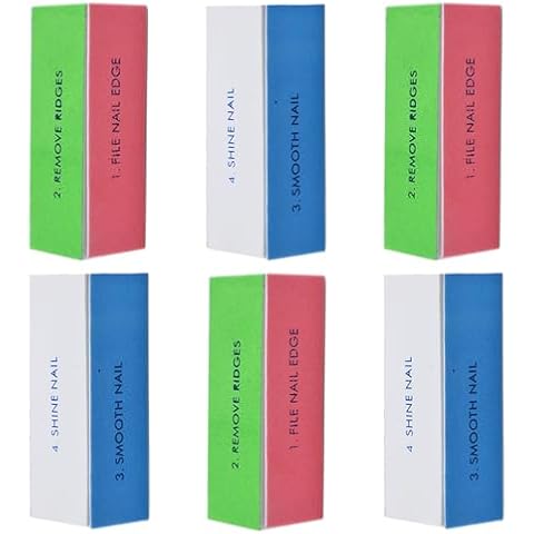 WEILUSI 4 Ways Nail Buffer Block Nail Files and Buffers, Nail Shine Buffers Blocks Files Sanding Polisher Smooth & Buff & Shine Manicure Buffer Tools Kit for Nail Art Care 6PCS Cover