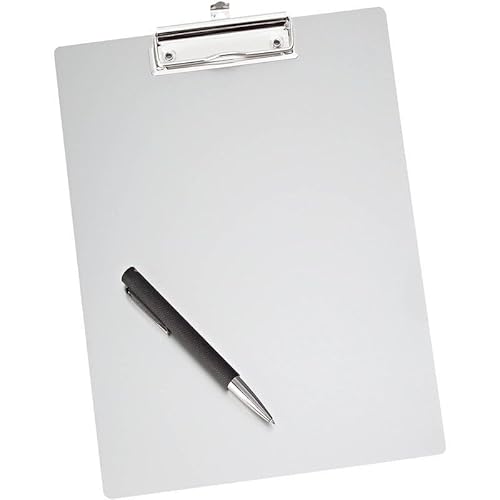 Wedo 57854 Klemmbrett A4 Metall, Aluminium Schreibplatte, Klammer, Aufhängeöse, abgerundete Ecken, silber