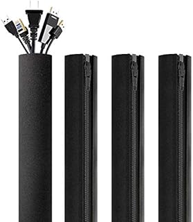 Migeec Cable Management Sleeve,4 Packs Cord Organizer & Cable Hider for TV / Computer / Home Entertainment,Black Wire Organizer and Cable Cover,15 inch