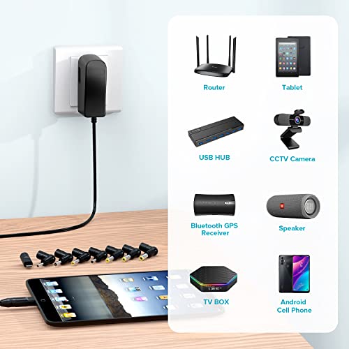 Zozo 10W 5V 2A 2000Ma Switching Ac/Dc Power Adapter Replacement Power Supply Cord Charger Multi Tips For Tablet Webcam Router Toys Recorder Tv Box Usb Hub Bluetooth Speaker And More Dc 5V Devices #TOP2