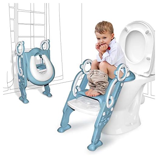GrowthPic Toddler Toilet Seat with Step Stool Ladder for Boy and Girl Baby, Potty Training Seat Kid's Toilet Trainer with Splash Guard (Blue)