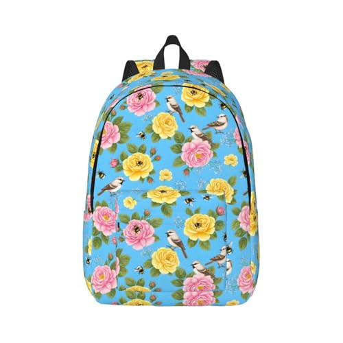 Sac à dos printanier coloré grand volume avec finitions soignées et motifs nature élégants