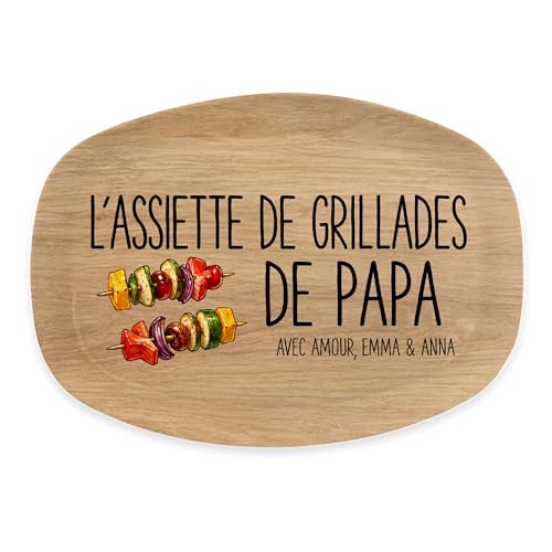 Cadeau Plus Assiette Personnalisé - Plateau De Grillades de Papa - Assiette Personnalisée, Assiettes Anniversaire, Accessoire Barbecue, Cadeau Fete Des Peres Personnalisé, Fête Des Peres (Modèle #7)