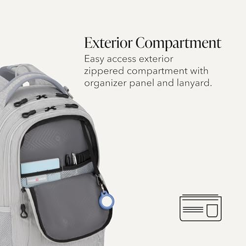 Image of SWISSGEAR Cecil 18-Inch Laptop Backpack Fits 16-Inch Laptop, Travel Daypack with Organizer Pockets, Water Bottle Holders & Padded Straps - Light Grey