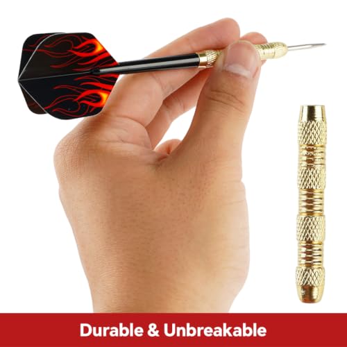Image of Proberos 6Pcs Steel Tip Darts Set for Adults, 14g Thick-barreled Brass Darts with Textured Barrels and Unique Flights for Dartboard Games Parties and Home Playing Usage
