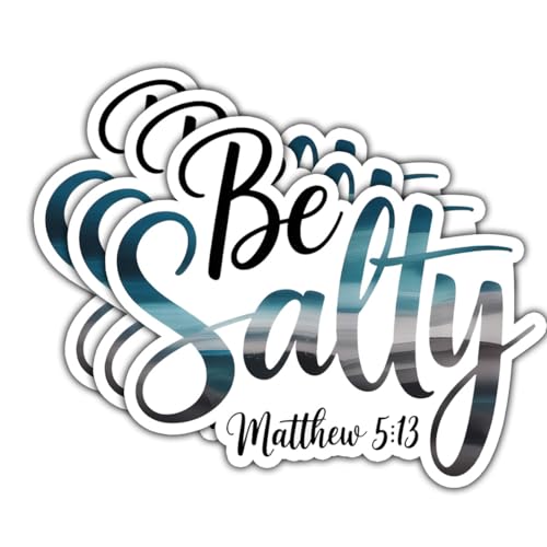 3 Pcs Be Salty Matthew 5:13 Christian Sticker, Bible Verse Faith Vinyl Decal, Inspirational Religious Quote Sticker for Laptop, Water Bottle, Car, Church Youth Group Gift, Christian Decor (S1, 3 inch)