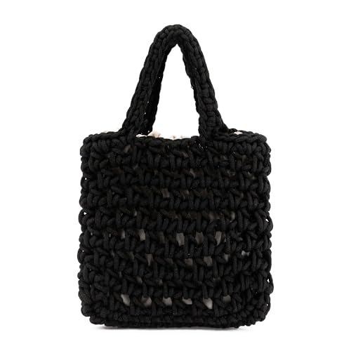 Image of Naimo Straw Beach Bag Woven Rattan Shoulder Bag Fishing Net Handbag Cotton Rope Tote Summer Crochet Hobo Bag