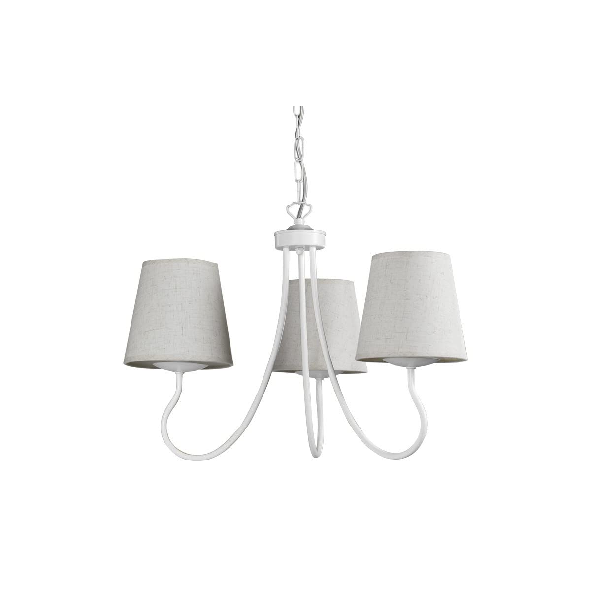 ONLI - Lámpara Margot con estructura de metal blanco y pantallas de tela. Líneas simples y armonicas, apto a todos los estilos de muebles clásicos y contemporaneo. 3 x E14.
