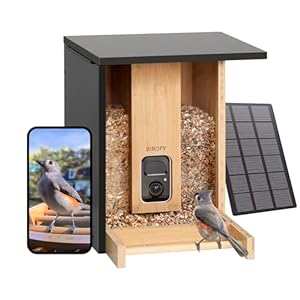 NETVUE Smart Bird Feeder Camera Solar Powered, Auto Capture Birds & Notify in Time, Powerful AI Recognition, Bamboo Wood Bird Feeder Camera, Ideal Present