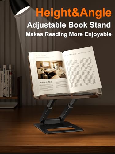 Miniatura 4 de Tounee Atril Telescópico Para Libros De Cocina, Altura Ajustable, Diseño Extensible, Ergonómico Con Pinzas Laterales Elásticas, Apto Para Todos Los Libros Negro