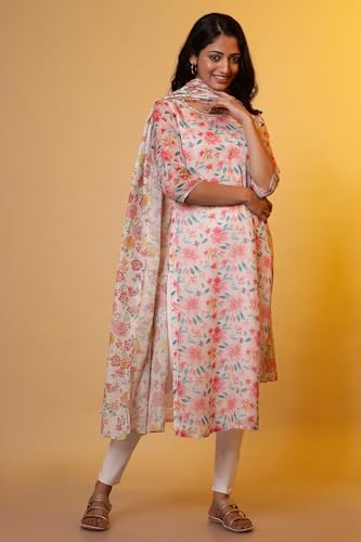 Image of Aurelia Women's Polyester Straight Fit Floral Print Straight Kurta