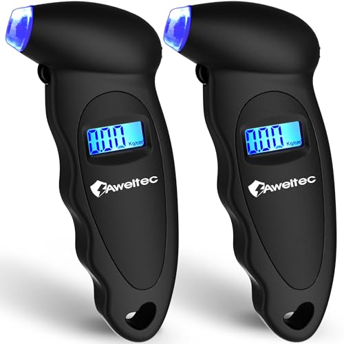Image of Digital Tire Pressure Gauge,Accurate Cars Air Gauge 150 PSI,2 Pack | 0-150PSI Calibrated,Accurate in 0.1 Increments,4 Measurement Units,Backlight LCD&Nozzle Light,for Everyday Vehicles
