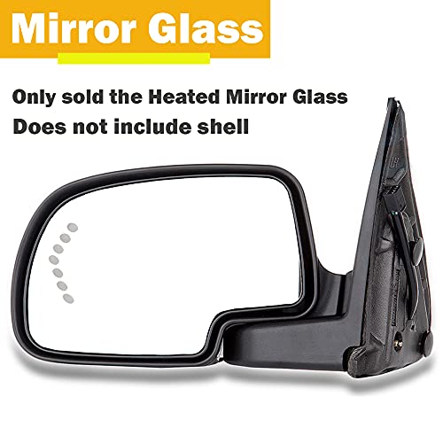 Driver Side Heated Mirror Glass Replacement for 2003-2007 Cadillac Escalade, Chevrolet Avalanche, Silverado, Suburban, Tahoe, GMC Sierra, Yukon - Exterior Side View Convex Mirror with Turn Signal by Yikesai - Image 4