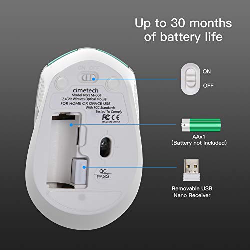 Cimetech Wireless Computer Mouse, 2.4G Ergonomic Optical Mouse, 6 Buttons, Silent Mouse With Usb Receiver And 3 Adjustable Dpi Computer Mouse For Laptop, Desktop, Mac, Pc - Blue #TOP5